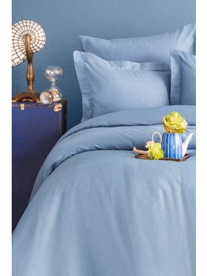 Issimo Home Simply Sky Blue Çift Kişilik %100 Pamuk Saten Nevresim Takımı