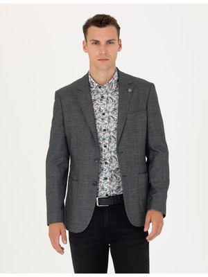 Pierre Cardin Erkek Füme Slim Fit Keten Karışımlı Blazer Ceket 50277318-VR058