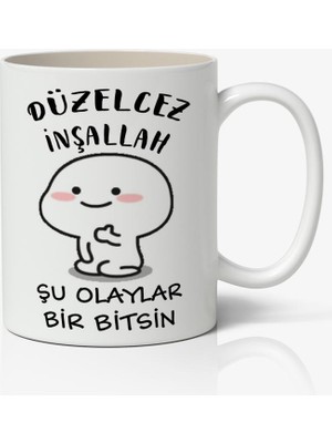 Nostaljik Lezzetler Düzelcez Inşallah Yazılı Baskılı Kupa Bardak Baskılı