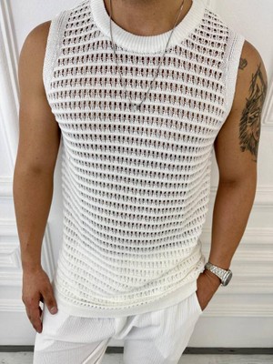 Elku Moda T-Shirt Nefes Alabilen Terletmez Bisiklet Yaka Triko Örme Tişört Oversize Tshirt Sıfır Kol Tişört