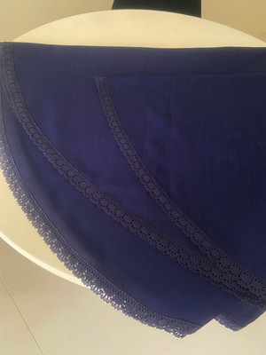 Zeren Home Keten Dokulu Yuvarlak Masa Örtüsü 160CM