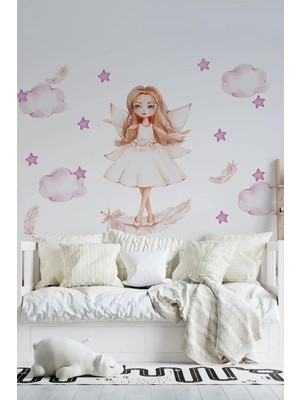 Kt Grup Minik Peri Kızı Boho Kuş Tüyleri ve 50 Adet Yıldız Mega Sticker Seti