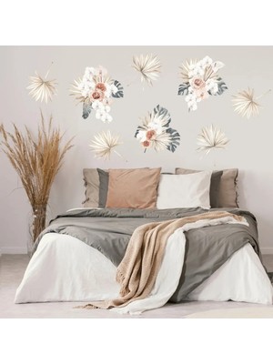 Kt Grup Boho Tropikal Çiçekler Botanik Duvar Sticker Seti