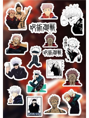 Anime Marketi Jujutsu Kaisen Anime Sticker Seti 17 Adet Ajanda Laptop Telefon İçin Yüksek Çözünürlükte Renkli
