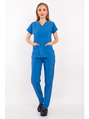 Nur Medikal Giyim Safir Terikoton Kumaş Doktor Hemşire Cerrahi Hastane Scrubs Üniforma Takımı