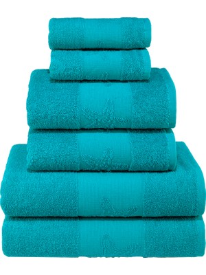 Textile Colors Deniz Yıldızı Desenli 100% Pamuk Banyo Havlu Seti 6 Adet, 2 Banyo Havlusu, 2 El Havlusu, ve 2 Yüz Havlusu, -Comfort- Aqua