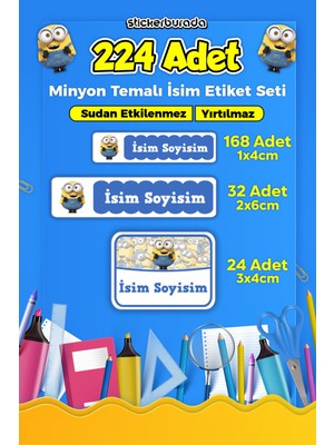 Sb Store Okul Kreş İsim Etiketi Kalem Defter Özel İsim Yazılabilen Etiket Seti Model 16 - 224 Adet