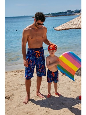 Marina Lacivert Desenli Erkek Şort S2351