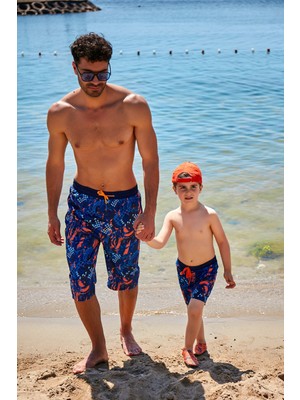 Marina Lacivert Desenli Erkek Şort S2360