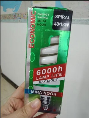 Mira Noor 6000H Lamba Ömrü 18W 40W Beyaz Tam Spiral Ekonomik Ampul