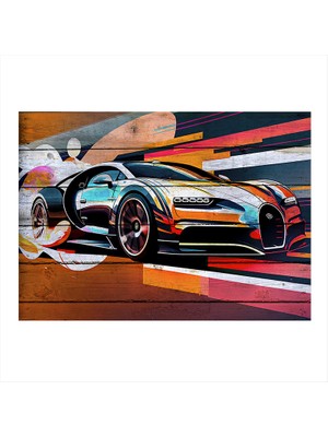 Ekart Ahşap Tablo Bugatti Chiron Super Sport 300 Araba  32CM x 44CM