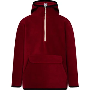 Çocuk Polar Yarım Fermuarlı Kapşonlu Kanguru Cep Sweatshirt Bordo Unisex