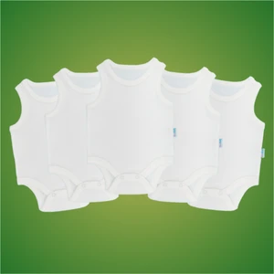 5'li Bebek Atlet Body Zıbın Çıtçıtlı Beyaz 100% Pamuk - Beyaz Bebek Body Zıbın