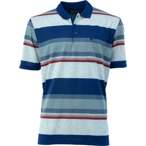Erkek Düğmeli Polo Yaka Cepli Kısa Kollu Ringerli  Çizgi Desenli Rahat Kesim Tam Kalıp Pamuklu Kumaş T-Shirt