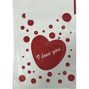 I Love You Baskılı Elgeçme Poşet 20X30 cm 100 Adet