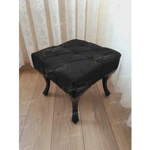 45 x 45 Kapitoneli Kapı Önü Ayak Ucu Puf Siyah Ayak