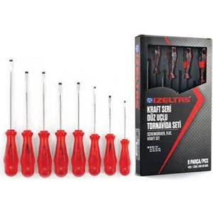 Izeltaş 4100 00 8108 Kraft Düz Tornavida Seti 8 Parça