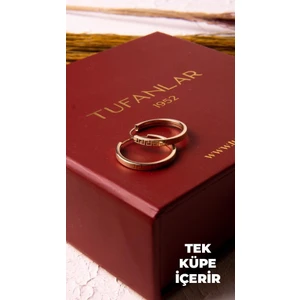 Tufanlar Kuyumculuk Altın Tek Düz Desenli Halka Küpe 1.3 cm Gizli Kilit