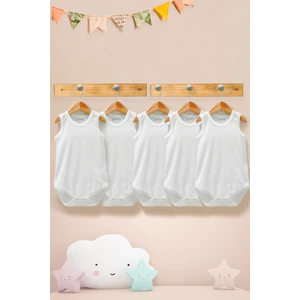 %100 Organik Pamuk 5li Beyaz Atlet Bebek Body