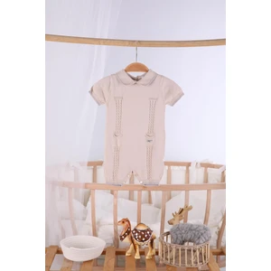 Kısa Kol Cepli Erkek Bebek Yazlık Triko Tulum 5503
