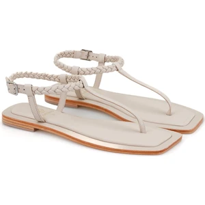 Darcia Beyaz Kadın Ayarlanabilir Tokalı Deri Sandalet