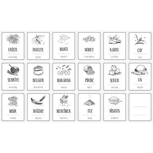 Dikdörtgen Bakliyat ve Çay Şeker Kavanoz Sticker Seti 6 x 5 cm 18 Adet