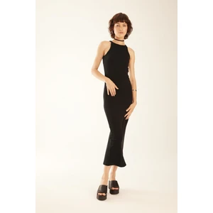 Bodycon Halter Yaka Fitilli Kaşkorse Maxi Kolsuz Elbise A4828AX23SM