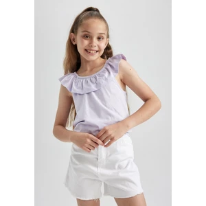 Kız Çocuk Regular Fit Volanlı Pamuklu Atlet X0695A622HS