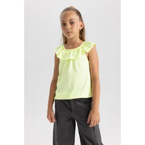 Kız Çocuk Regular Fit Volanlı Pamuklu Atlet X0695A622HS