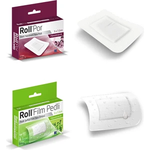 Por 5  cm x 7.2  cm Yara Pedi 10 Adet + Roll Film Pedli 5  cm x 7.2  cm Yara Örtüsü Su Geçirmez 10 Adet