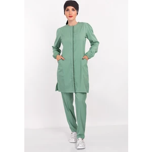 Nur Medikal Giyim Çağla Yeşili Tesettür Soft Likra Hemşire Doktor Tesettür Alt Üst Takım Üniforma