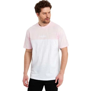 Erkek Bisiklet Yaka Blok Renkli Regular Fit Baskılı Tişört