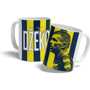 Edin Dzeko Sarı Lacivert Çizgili Tasarım Baskılı Kupa Bardak