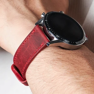 Huawei Watch Gt Gt2 E GT2E GT2PRO Gt3 Gt3 Pro Huawei Watch 4 Pro Ultimate Kırmızı Deri Kordon Kayış 46 22MM