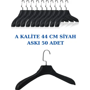 Manken İstanbul 50 Adet Siyah Abs Plastik Askı Ceket Elbise Askısı Kıyafet Askısı Gömlek Askısı