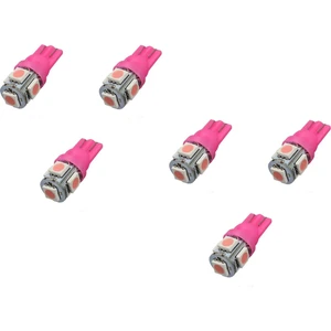 Demet Home Pembe Işık Dipsiz Giriş T10 5 LED Araç Park Lambası Ampül T10 5050 5 Smd LED Adet Seçenekli