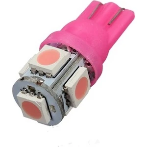 Demet Home Pembe Işık Dipsiz Giriş T10 5 LED Araç Park Lambası Ampül T10 5050 5 Smd LED Adet Seçenekli