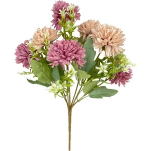 Yapay Çiçek Krizantem Kartopu Gül Kurusu Bej Cipsolu 7dallı Demet