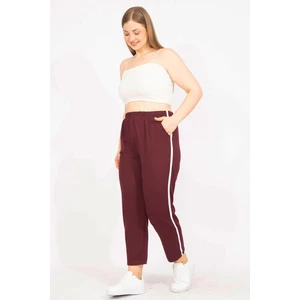 Kadın Bordo Büyük Beden Yan Şeritli Eşofman Alt 65N35626