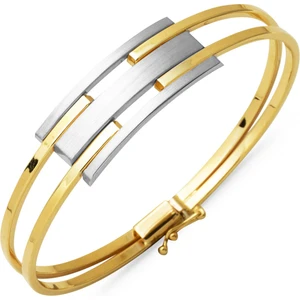 Modern Tasarım 2 Renkli Kaburga Altın Kelepçe Bilezik