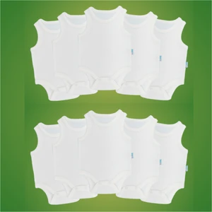 10'lu Bebek Atlet Body Zıbın Çıtçıtlı Beyaz 100% Pamuk Yenidoğan - Beyaz Bebek Body Zıbın