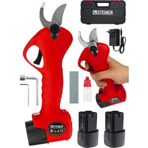 Alman 128 Vf 10 Ah Kömürsüz Motor Akülü Bağ Makası Dal Budama Kesme Makası Makinesi Çantalı Kırmızı