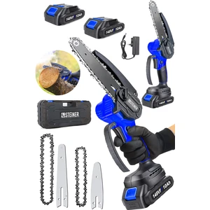 Alman 148 Vf 10 Ah %100 Kömürsüz Motor Akülü Dal Kesme Budama Testere Bıçkı Makinesi 15 cm Mavi