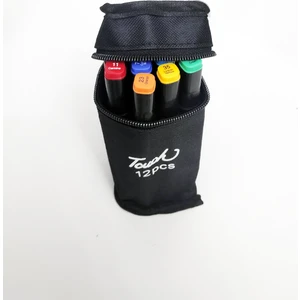 Marker 12'li Set Çantalı Taşınabilir Marker Seti 12 Renk Çift Taraflı Marker Kalem Seti