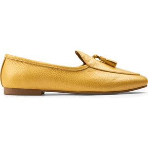 Hakiki Deri Sarı Püsküllü Kadın Babet - 01909ZSRIC01