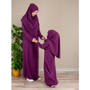 Dua' İs Anne Kız Kombin Namaz Elbisesi (Mürdüm) ADET FİYATIDIR