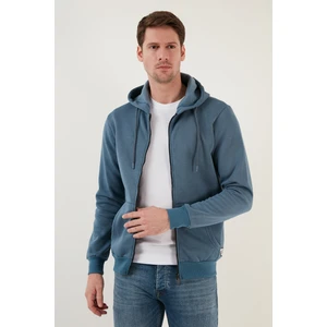Slim Fit Kapüşonlu Fermuarlı Içi Tüylü Yumuşak Şardonlu Kışlık Erkek Sweat 5905340