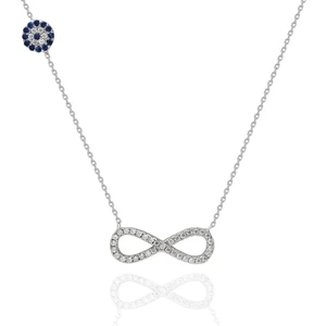 İpek Silver 925 Ayar Gümüş Nazar Boncuklu Sonsuzluk Kolye