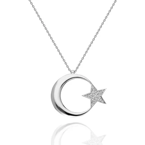 İpek Silver 925 Ayar Gümüş Ay Yıldız Kolye