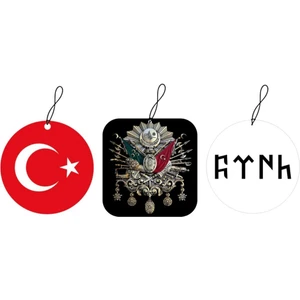 Araç Asma Koku Osmanlı Arma Bayrak Türk Tasarım 3 Adet